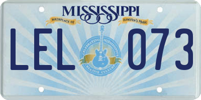 MS license plate LEL073