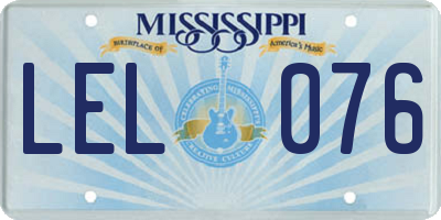 MS license plate LEL076