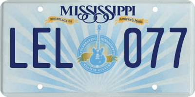 MS license plate LEL077