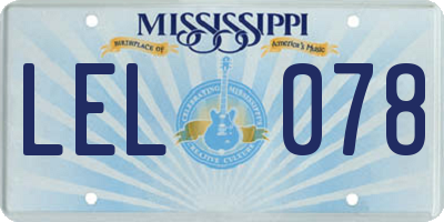 MS license plate LEL078
