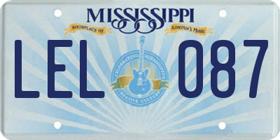 MS license plate LEL087