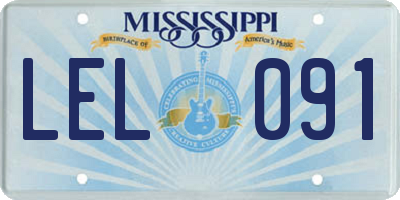 MS license plate LEL091
