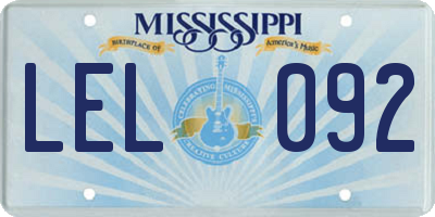 MS license plate LEL092