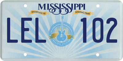 MS license plate LEL102