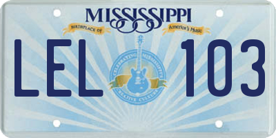 MS license plate LEL103