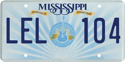 MS license plate LEL104