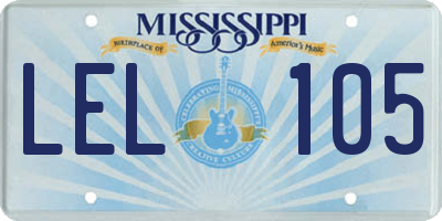 MS license plate LEL105