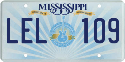 MS license plate LEL109