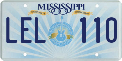 MS license plate LEL110