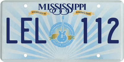 MS license plate LEL112