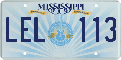 MS license plate LEL113