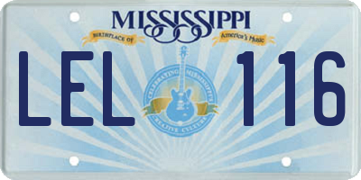 MS license plate LEL116