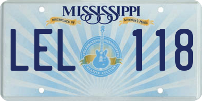MS license plate LEL118