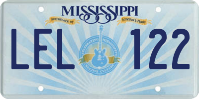 MS license plate LEL122