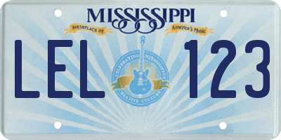 MS license plate LEL123
