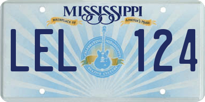 MS license plate LEL124