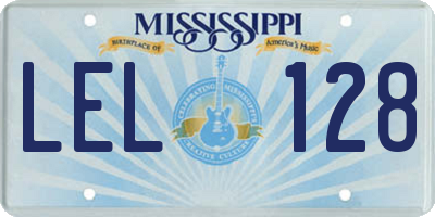 MS license plate LEL128