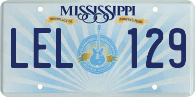 MS license plate LEL129