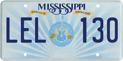 MS license plate LEL130