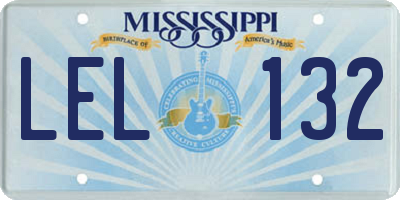 MS license plate LEL132