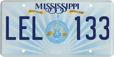 MS license plate LEL133