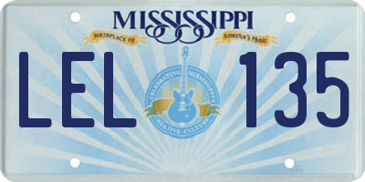 MS license plate LEL135