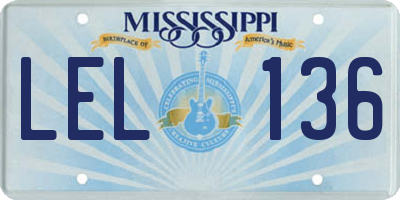 MS license plate LEL136