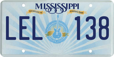 MS license plate LEL138