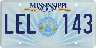 MS license plate LEL143