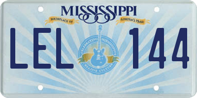 MS license plate LEL144
