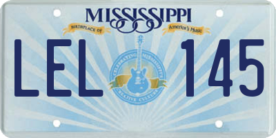 MS license plate LEL145
