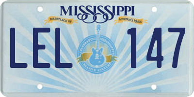 MS license plate LEL147