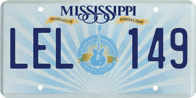 MS license plate LEL149