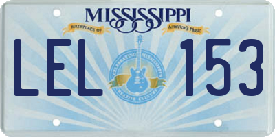 MS license plate LEL153