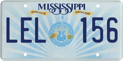 MS license plate LEL156