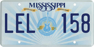 MS license plate LEL158