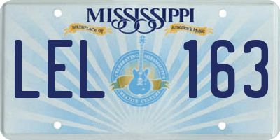 MS license plate LEL163