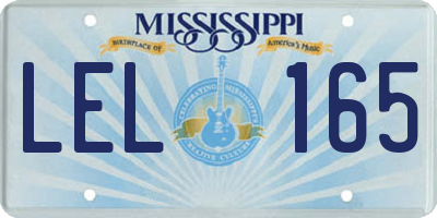 MS license plate LEL165