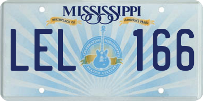 MS license plate LEL166