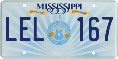 MS license plate LEL167
