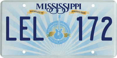 MS license plate LEL172