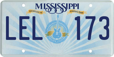 MS license plate LEL173