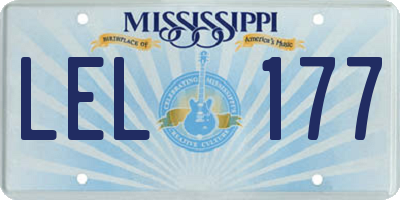 MS license plate LEL177