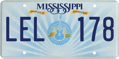 MS license plate LEL178