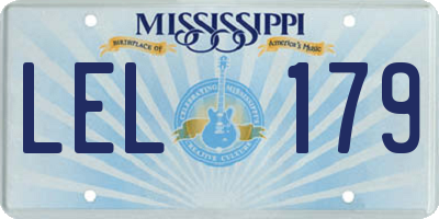 MS license plate LEL179