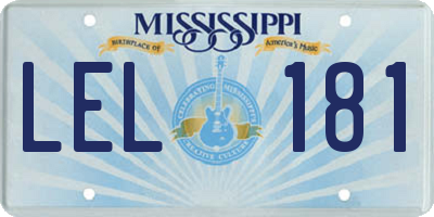 MS license plate LEL181