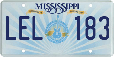 MS license plate LEL183