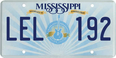 MS license plate LEL192