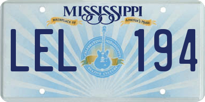 MS license plate LEL194