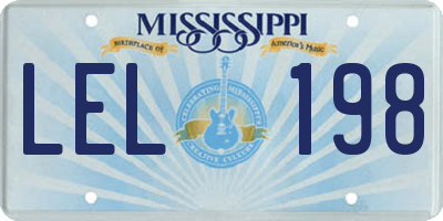MS license plate LEL198